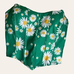 NEW Green Strapless Top with Daisy Print